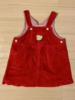 familiar ファミリア　赤 コーデュロイ ワンピース　ジャンパースカート