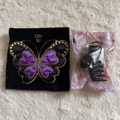 ANNSUI 蝶の刺繍ポーチとヘアクリップセット