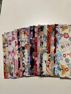 和風花柄布地セット21枚　約20x24cm