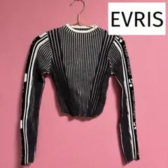 【EVRIS】ロゴラインタートルニットトップス