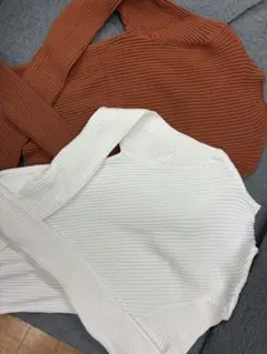 リブ編み長袖ニット 2色セット