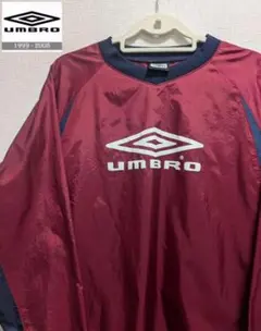 ​00s☆UMBRO アンブロ デサント製 ビッグロゴ ピステ ボルドー S-M