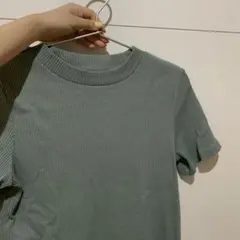 リブニット トップス 半袖