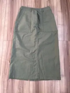 【coen】コーエン　ストレッチベイカータイトスカート　カーキ