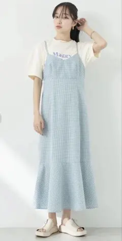 【earth music&ecology】チェックマーメイドキャミワンピース