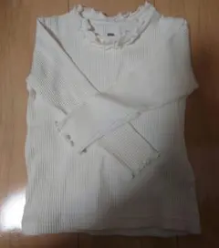 ■美品■　ハイネック　リブカットソー　白　100cm