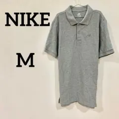 NIKE ワンポイント刺繍 半袖ポロシャツ M グレーのサムネイル