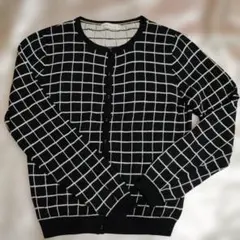 earth music&ecology ブラックチェックカーディガン S