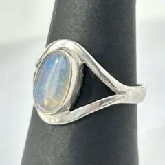 天然オパール リング SV925 フリーサイズ 17号 大粒 遊色 一点物 指輪