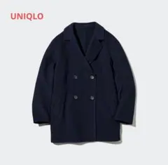 UNIQLO ダブルフェイスショートコート ネイビー