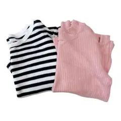 ❣️即日発送❣️ユニクロ　長袖ロンT 90 UNIQLOベビー　ボーダー　ピンク