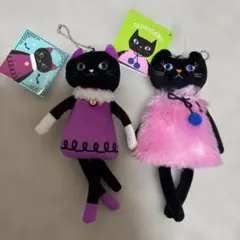 ✨未使用✨カルディ　クタクタ猫　黒猫 ぬいぐるみキーホルダー　ハロウィンのサムネイル