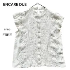 エレンカーレデュエ ENCARE DUE 総レース ブラウス カットソー 白 Fのサムネイル