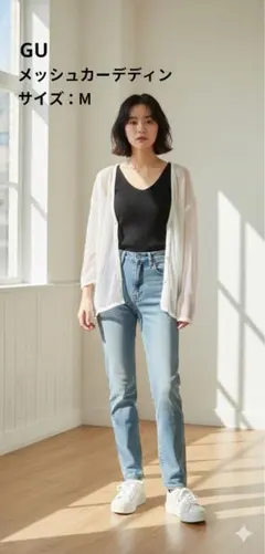 GU ホワイトメッシュカーディガン 40cm/60cm Mサイズ