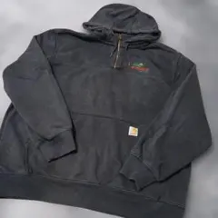 Carhart　企業ロゴ　ハーフジップ　スウェットパーカー　XL