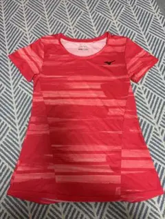 Mizuno ピンク ストライプ Tシャツ