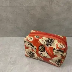 TORYBURCH ポーチ　レッド　花柄　エナメル　ナイロン　総柄