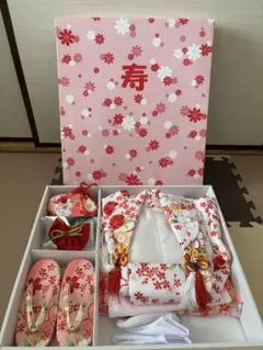 七五三 ポリエステル着物　3歳女の子　フルセット ピンク 花柄