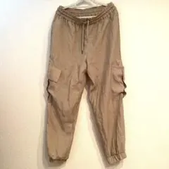 美品☆ZARA ベージュ カーゴパンツ ゴムウエスト
