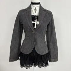 y2k 平成ギャル　デニム　ライダースジャケット　お兄系　ダークコア