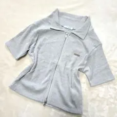 【美品】ems exciteエムズエキサイトジップアップ半袖ポロシャツ グレー
