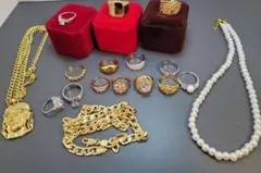 印台リング ネックレス パール系 ゴールドカラー アクセサリー まとめ売り