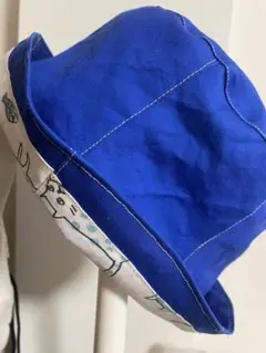 ハンドメイド#すっぽり帽子#ブルーにゃんこ#リバーシブル#