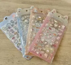 3D ボンボンドロップシール ぷっくりシール 立体シール シール 4枚セット