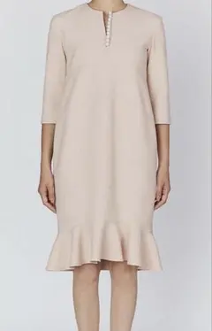 極美品✨現行　ヨーコチャン ペタルスリーブパールワンピ ピンクベージュ　38 YOKO CHAN（ヨーコチャン） パールドレス（ベージュ/サイズ38