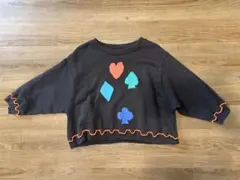 クロップドトレーナー 黒 ハート・ダイヤ・スペード・クラブ　100cm