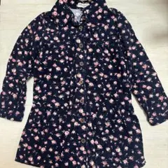 PALHOUSE 花柄　ネイビー　シャツ　コーデュロイ　ワンピース