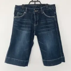 デニム　ハーフパンツ　Ｍ　ローライズ　インディゴ　ダークブルー　3can4on
