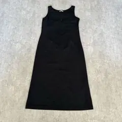 ノースリーブ ロングワンピース マキシ丈 黒 日本製 ワンピース ブラック