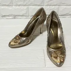 GUCCI 35C 蜂モチーフ アンクルストラップサンダル ベゴニアローズ 美