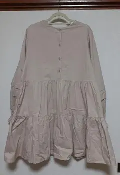 ピンクベージュ ティアード チュニック 長袖