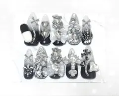 ネイルチップ サブカル 地雷 量産 ハンドメイド グラデーション リボン 十字架