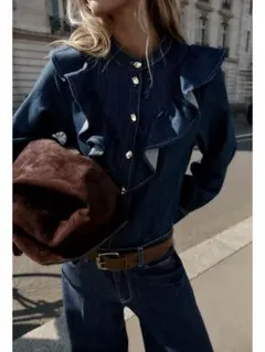 ZARA Z1975 フリルデニムシャツ