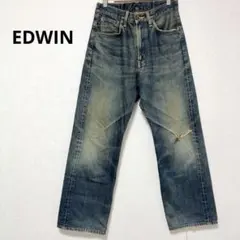 エドウィン デニム ワイドパンツ ダメージ加工 ヴィンテージ 505
