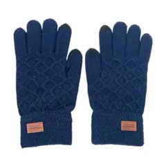 手袋 グローブ ニット スマホ対応 防寒 グローブ タッチパネル ネイビー