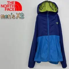 ノースフェイス ウィンドブレーカー ダークパープル×ブルー メンズXS