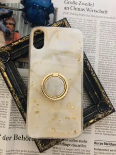 スマホケース/大理石/金箔