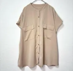 大きいサイズ GU ノースリーブシャツ ブラウス XXL ベージュ
