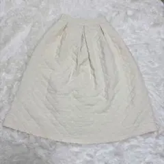 ミッシュマッシュ　キルティングスカート　タックフレア　アイボリー