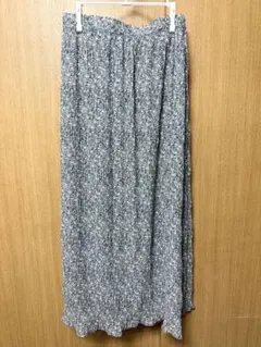 ロングスカート 花柄 ブルー 青 水色 春 夏