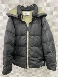 ★美品★ NAVY フード付ダウンジャケット　L 黒　ゆったり　厚手　キッズ