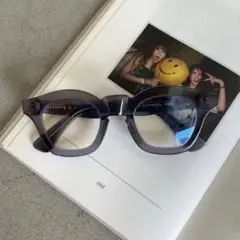 SANSeLF ライトグレー ラウンドメガネ ケース付き