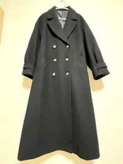 ブラック ダブルブレスト ロングコート