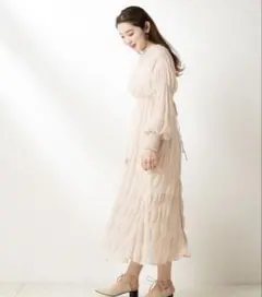 CHICO シャーリングロングワンピース