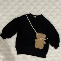 プティマイン　トレーナー　くま　ポシェット風　90