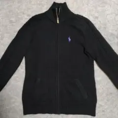 Ralph Lauren ジップアップニット 黒 レディース